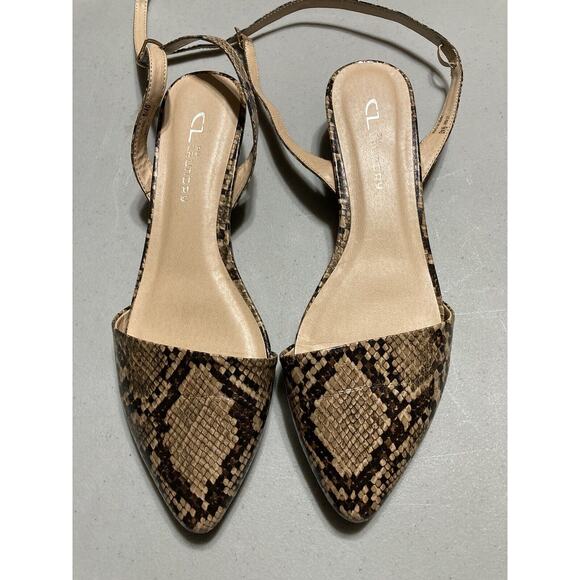 Chinese Laundry Brown Snake Skin Animal Print Pumps Low Heel Shoes 9M - Picture 1 of 7